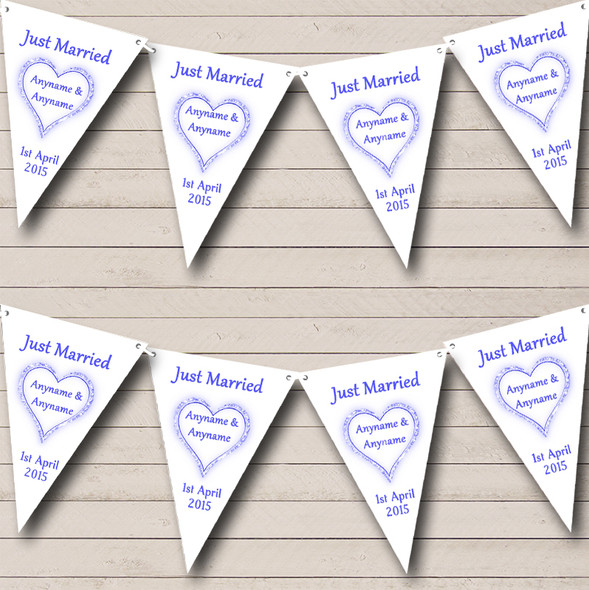 Blue Just Married Personalised Wedding Venue or Reception Bunting