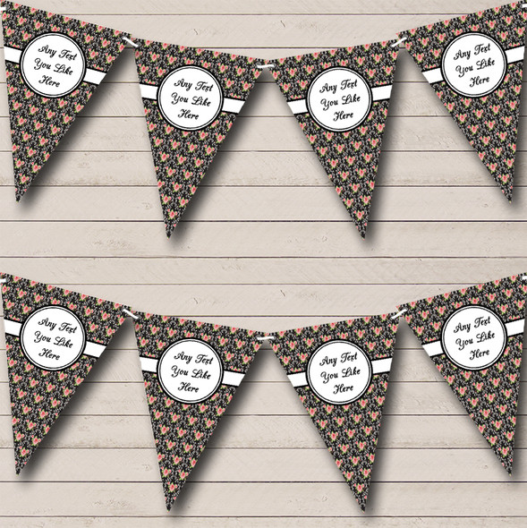 Black And Pink Shabby Chic Floral Personalised Wedding Bunting