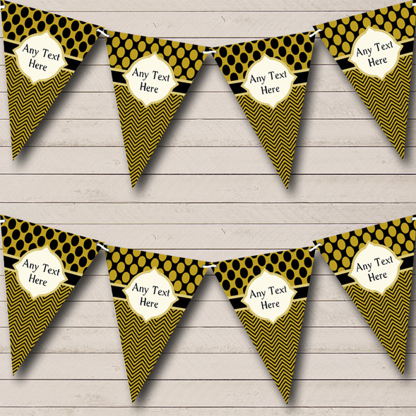 Black And Dark Gold Spots Elegant Personalised Wedding Bunting