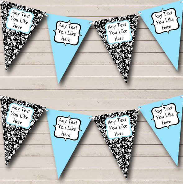 Aqua Blue Shabby Chic Damask Personalised Wedding Venue or Reception Bunting