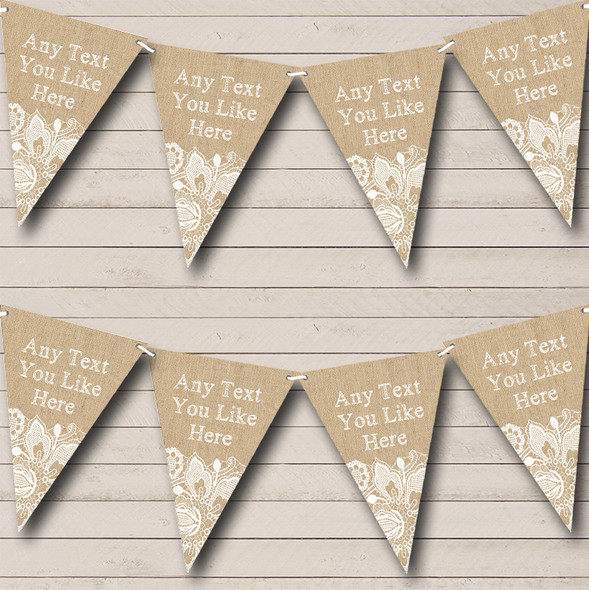 Pretty Burlap & Lace Personalised Birthday Party Bunting
