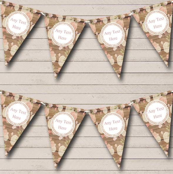 Shabby Chic Vintage Wood & Roses Personalised Christening Bunting