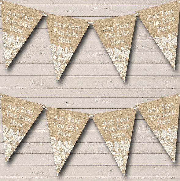 Pretty Burlap & Lace Personalised Retirement Party Bunting