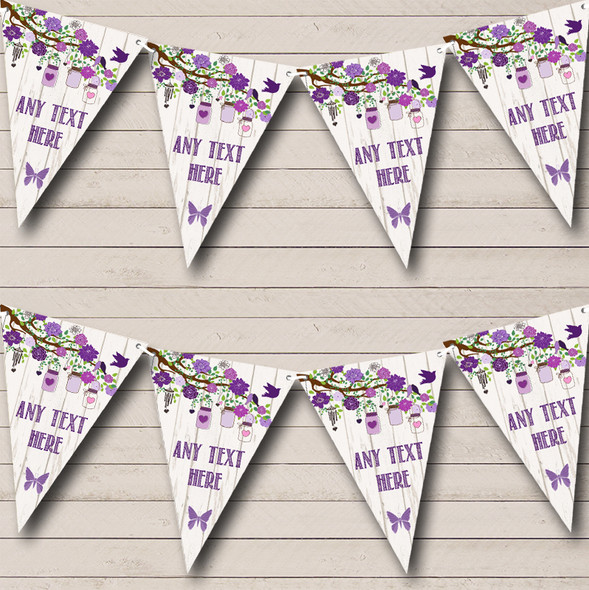 Shabby Chic Vintage Wood Purple Personalised Tea Party Bunting