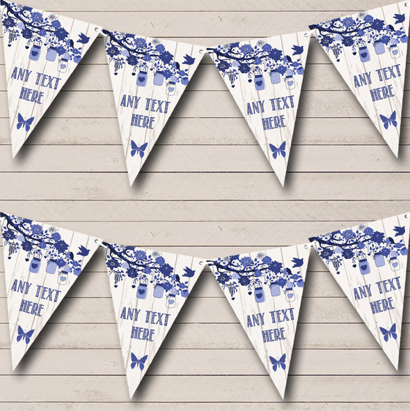 Shabby Chic Vintage Wood Blue Personalised Wedding Bunting