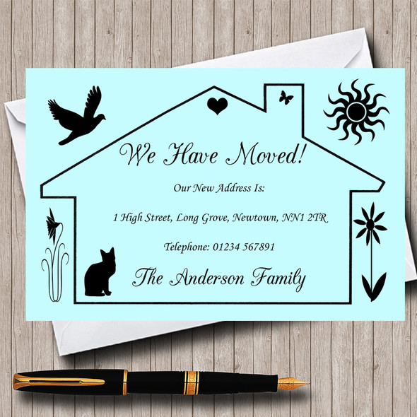 Blue Design New Home Change Of Address Moving House Cards