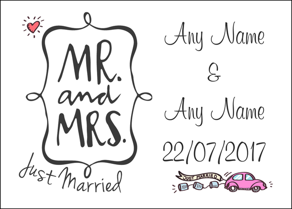 Mr and Mrs Just Married  Personalised Printed Certificate