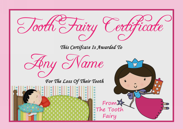 Pink Personalised Tooth Fairy Certificate