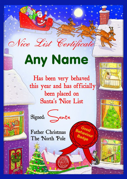 Winter Scene Personalised Christmas Santa's Nice List Certificate