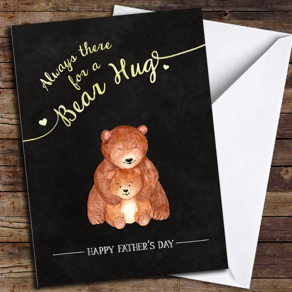 Cute Chalk Always Bear Hug Personalised Father's Day Card