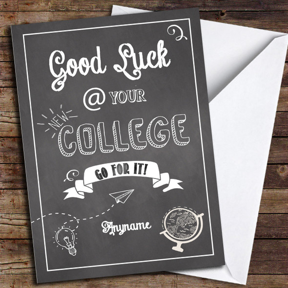 College Chalk Personalised Good Luck Card