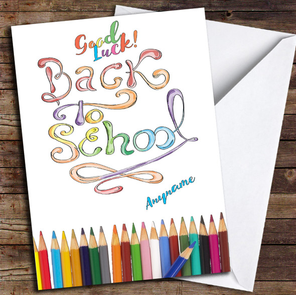 Rainbow Back To School Personalised Good Luck Card