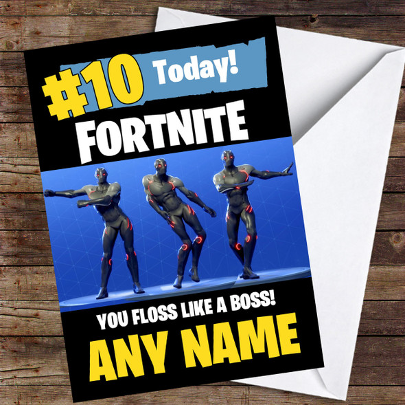 Fortnite Dances Floss Like A Boss Personalised Children's Birthday Card