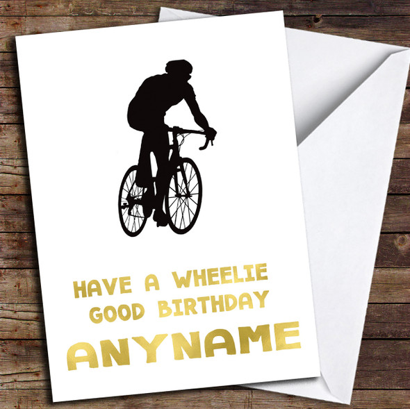 Bike Cycling Funny Joke Wheelie Personalised Birthday Card