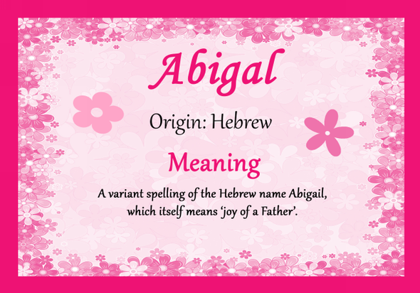 Abigal Personalised Name Meaning Certificate