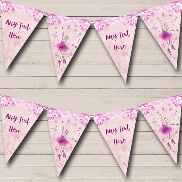 Ballerina Ballet Watercolour Pink Personalised Childrens Party Bunting