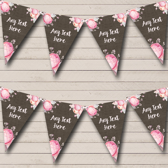 Burlap & Pink Floral Personalised Baby Shower Bunting