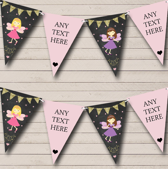 Chalk Gold Girls Fairy Princess Personalised Childrens Party Bunting