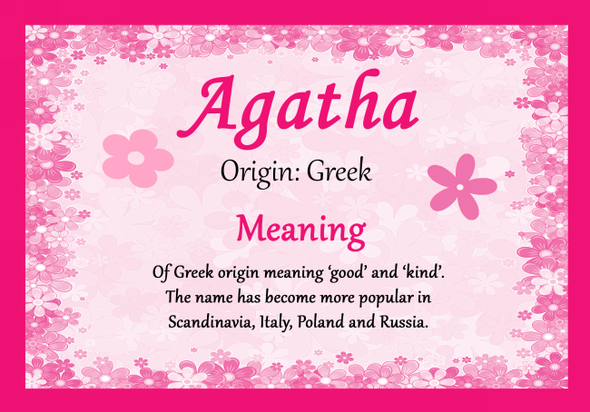 Agatha Personalised Name Meaning Certificate