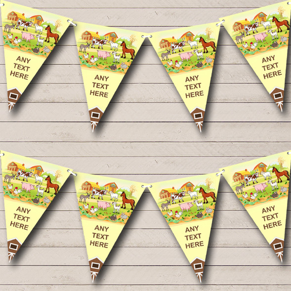 Farmyard Farm Animals Barn Yellow Personalised Baby Shower Bunting