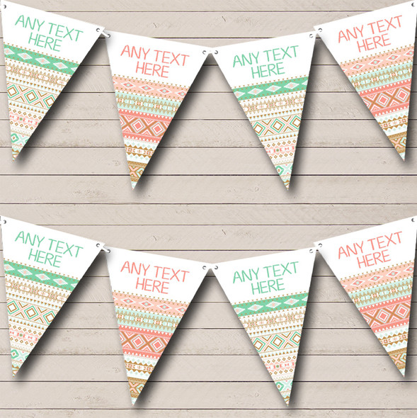 Mint Green Coral Navajo Personalised Baby Shower Bunting