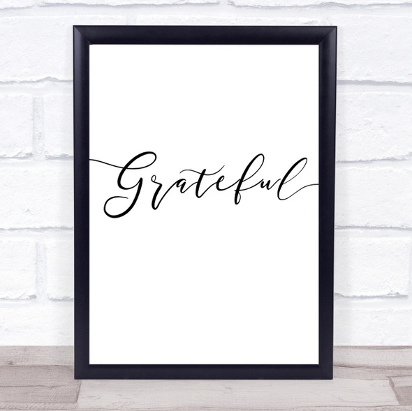 Swirly Grateful Quote Wall Art Print