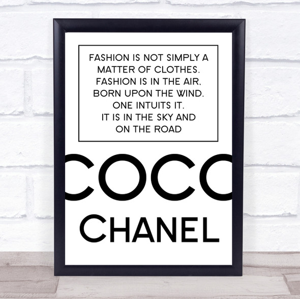 Coco Chanel Fashion Not Clothes Quote Wall Art Print