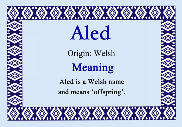 Aled Personalised Name Meaning Certificate