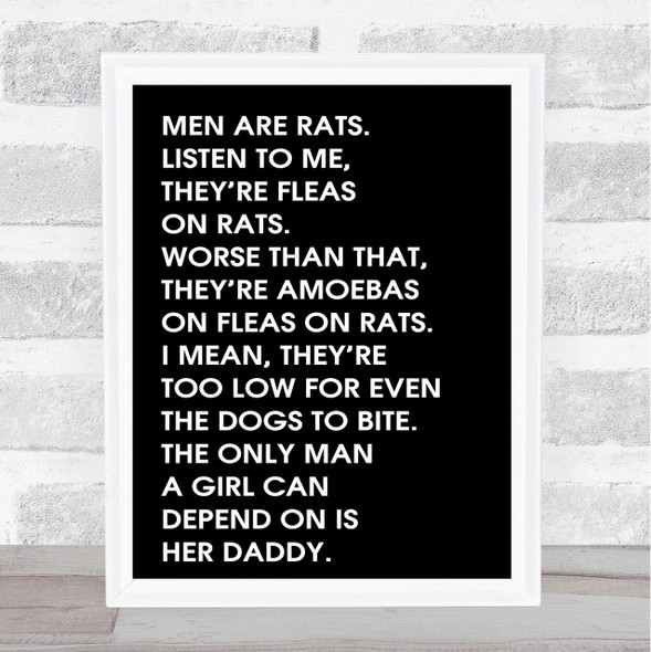 Black Grease Men Are Rats Quote Wall Art Print