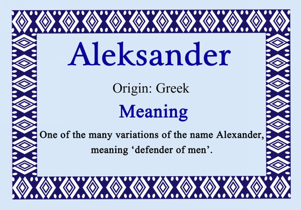 Aleksander Personalised Name Meaning Certificate