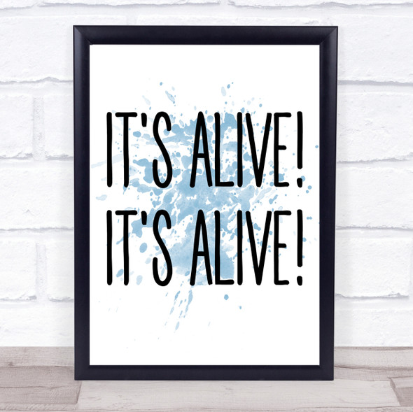 Blue It's Alive! It's Alive! Frankenstein Quote Wall Art Print