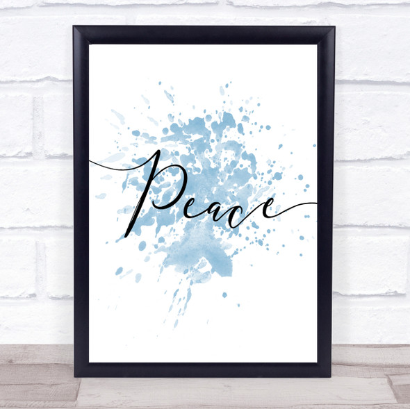 Blue Swirly Peace Quote Wall Art Print