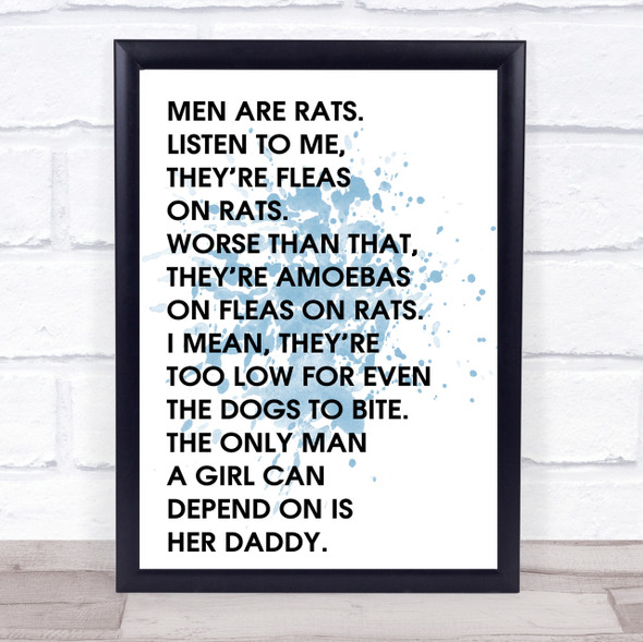 Blue Grease Men Are Rats Quote Wall Art Print