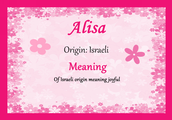 Alisa Personalised Name Meaning Certificate