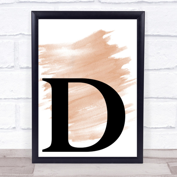 Watercolour Initial Letter D Quote Print