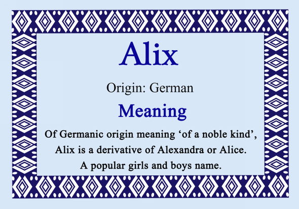 Alix Personalised Name Meaning Certificate