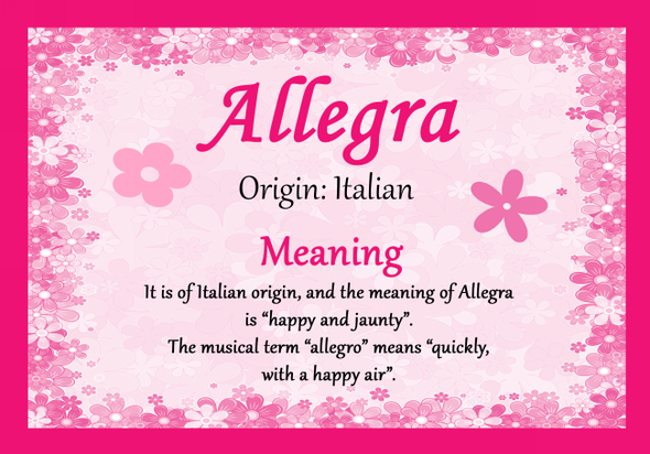 Allegra Personalised Name Meaning Certificate