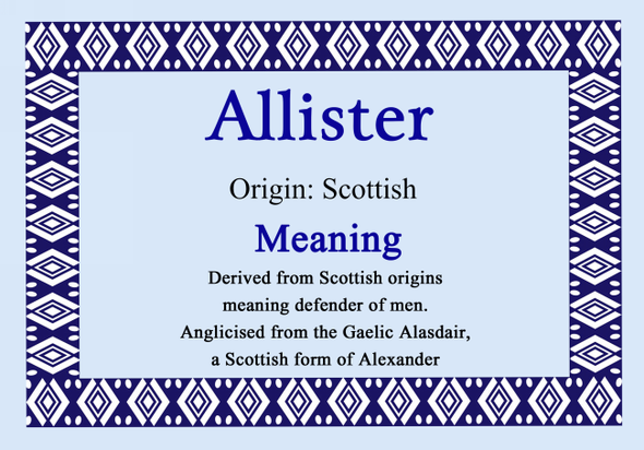 Allister Personalised Name Meaning Certificate