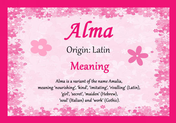 Alma Personalised Name Meaning Certificate