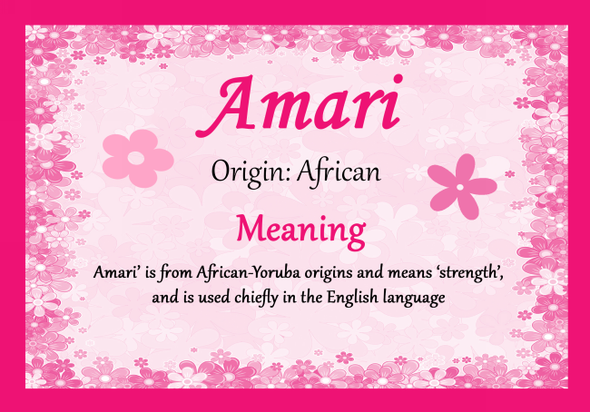 Amari Personalised Name Meaning Certificate