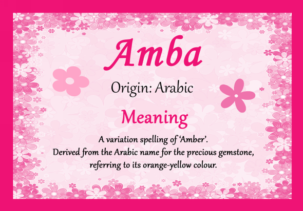 Amba Personalised Name Meaning Certificate