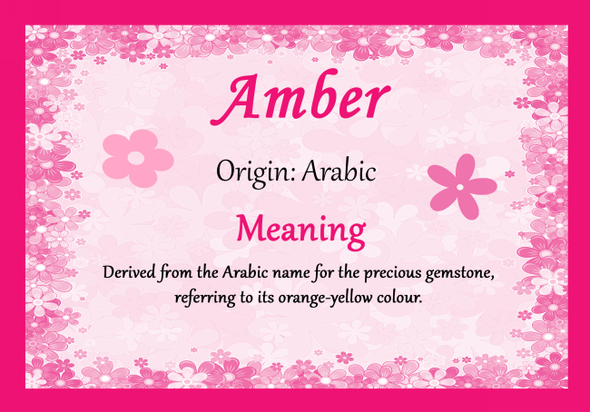 Amber Personalised Name Meaning Certificate