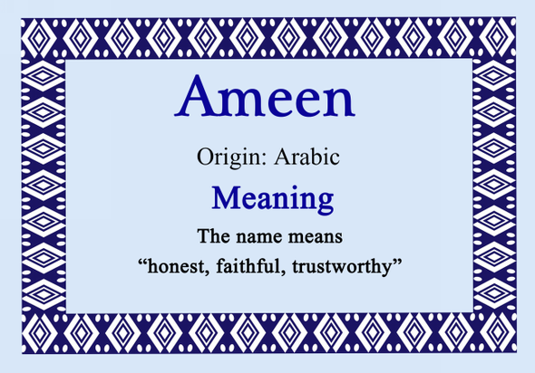 Ameen Personalised Name Meaning Certificate