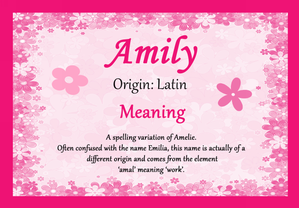 Amily Personalised Name Meaning Certificate