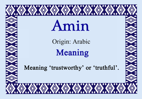 Amin Personalised Name Meaning Certificate