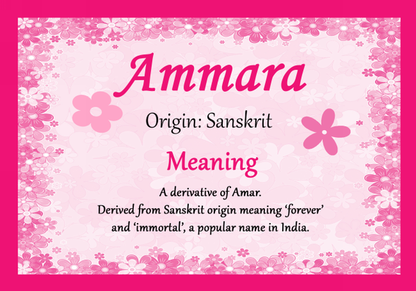 Ammara Personalised Name Meaning Certificate