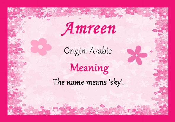 Amreen Personalised Name Meaning Certificate