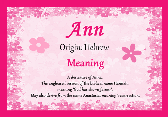 Ann Personalised Name Meaning Certificate