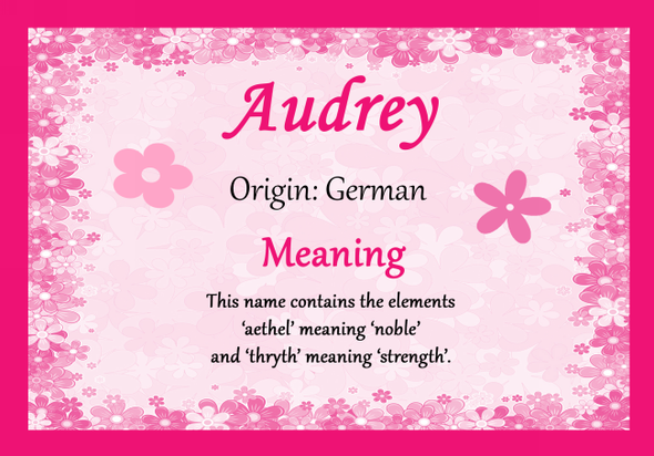 Audrey Personalised Name Meaning Certificate