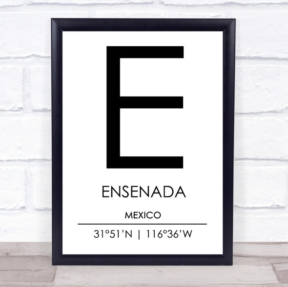 Ensenada Mexico Coordinates World City Travel Print